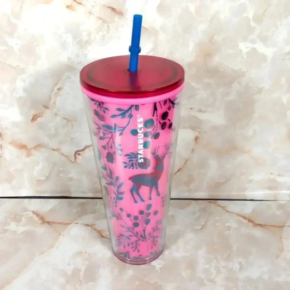 Starbucks 2022 Holiday woodland lace color change pink